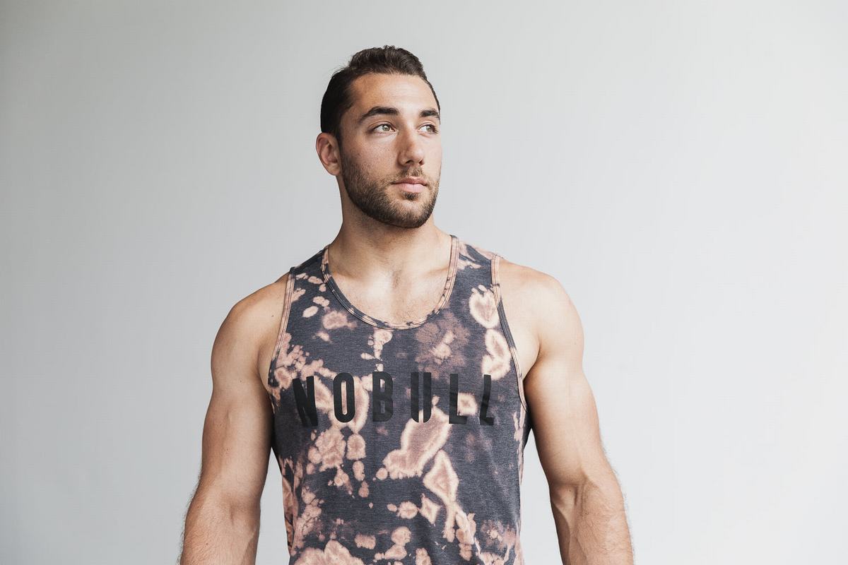 Nobull Tie-Dye Men\'s Tank Tops Brown Black | Australia (QX6871)